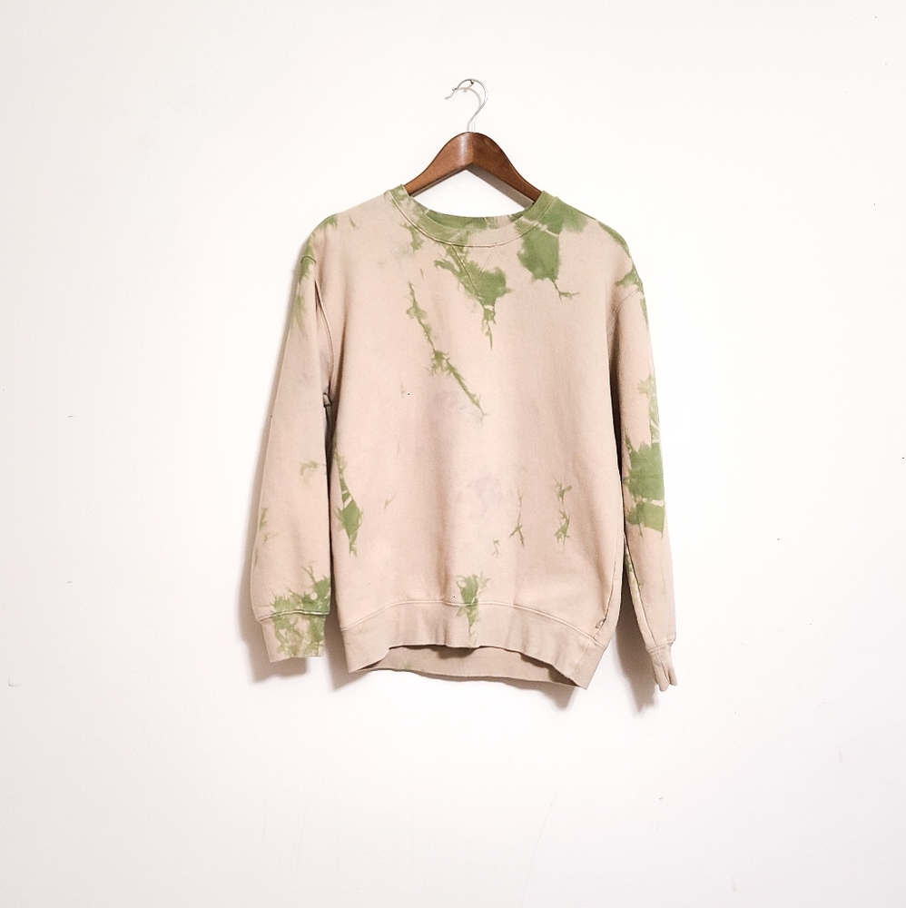 TNA Aritzia Tie Dye COZY Fleece Boyfriend CREW Sweatshirt